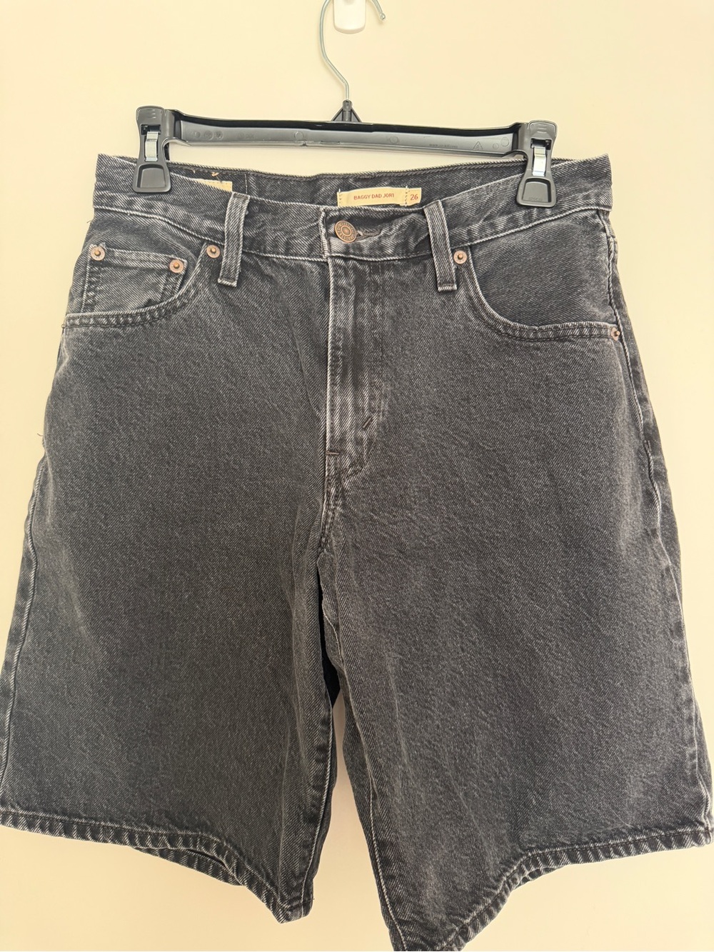 Women’s Baggy Dad Jean short Jort - Black Washed Denim